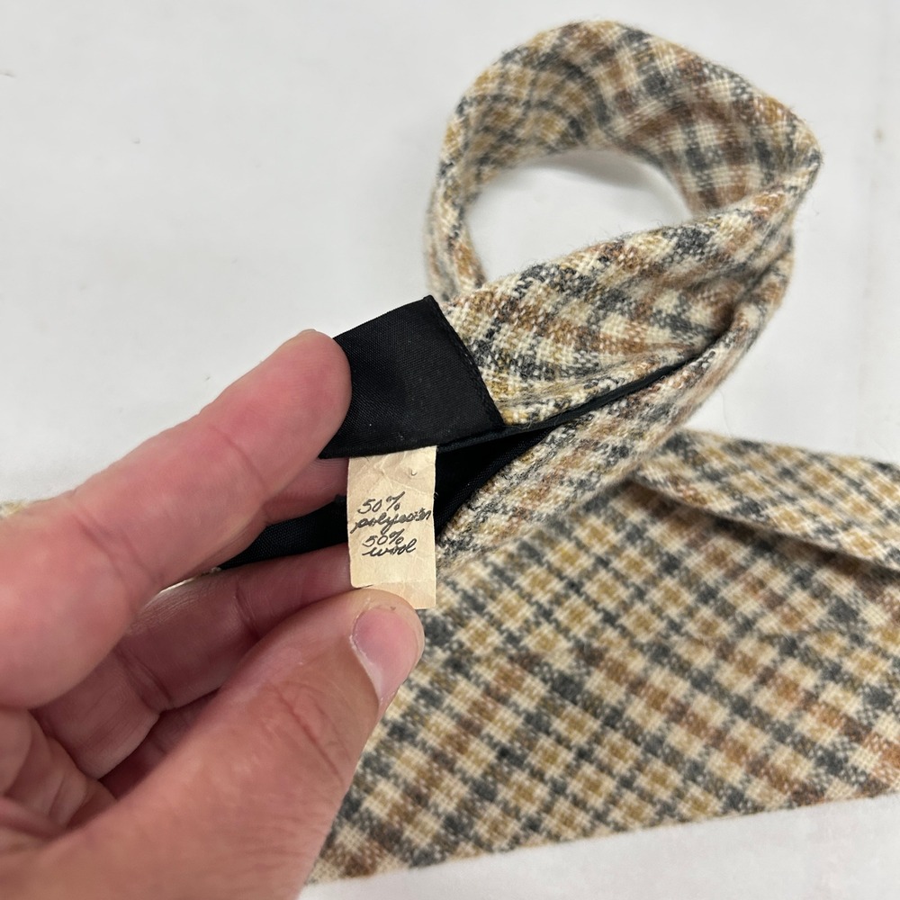 Vintage Mens Necktie Lot 3 Wembley Wool Plaid Herringbone Grandpacore Academia‎ - Picture 5 of 6